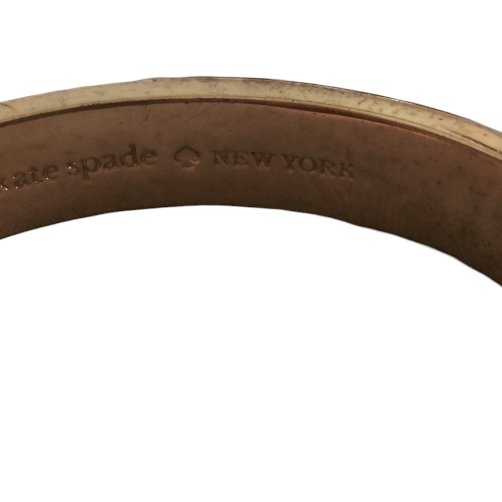 Kate Spade Hole Punch Heart Bracelet Gold Tone Black Enamel